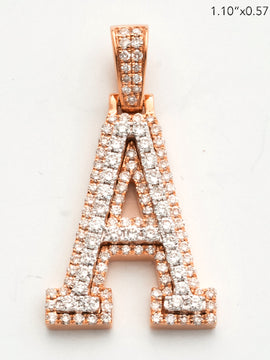 10KR 0.85CTW DIAMOND 3D TWO TONE LETTER PENDANT