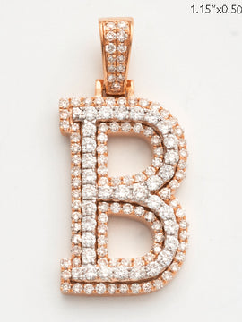 10KR 1.00CTW DIAMOND 3D TWO TONE LETTER PENDANT