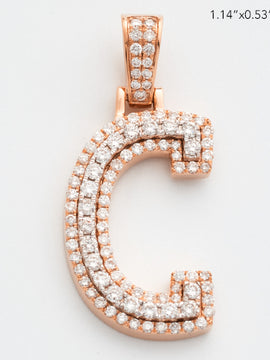 10KR 0.70CTW DIAMOND 3D TWO TONE LETTER PENDANT