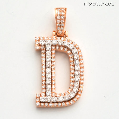 10KR 0.90CTW DIAMOND 3D TWO TONE LETTER PENDANT