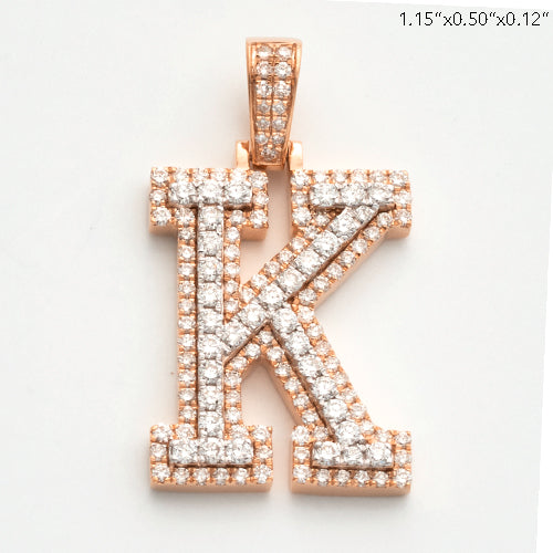 10KR 1.10CTW DIAMOND 3D TWO TONE LETTER PENDANT