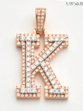 10KR 1.10CTW DIAMOND 3D TWO TONE LETTER PENDANT