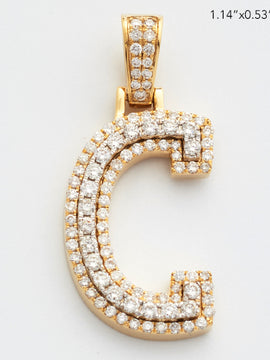 10KY 0.70CTW DIAMOND 3D TWO TONE LETTER PENDANT