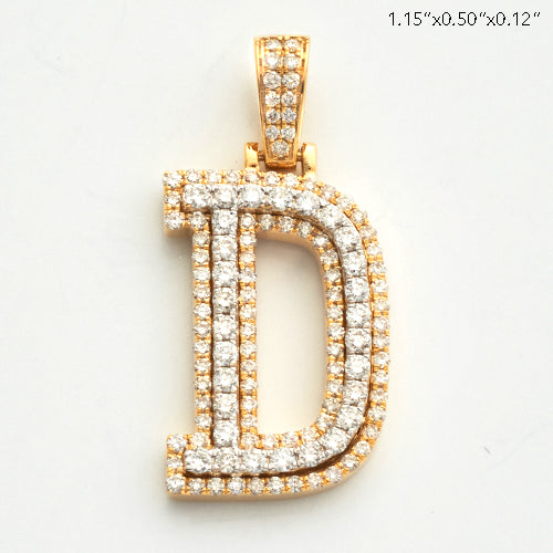 10KY 0.90CTW DIAMOND 3D TWO TONE LETTER PENDANT