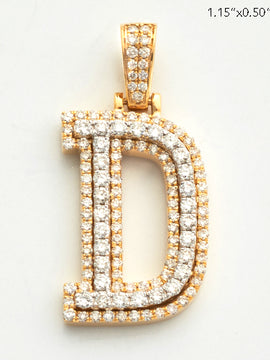 10KY 0.90CTW DIAMOND 3D TWO TONE LETTER PENDANT