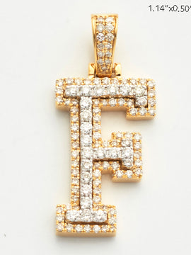 10KY 0.75CTW DIAMOND 3D TWO TONE LETTER PENDANT