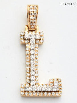 10KY 0.65CTW DIAMOND 3D TWO TONE LETTER PENDANT