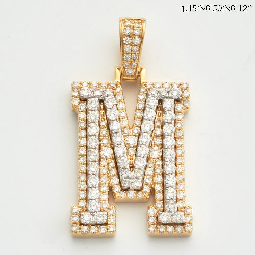 10KY 1.20CTW DIAMOND 3D TWO TONE LETTER PENDANT