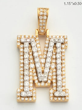 10KY 1.20CTW DIAMOND 3D TWO TONE LETTER PENDANT