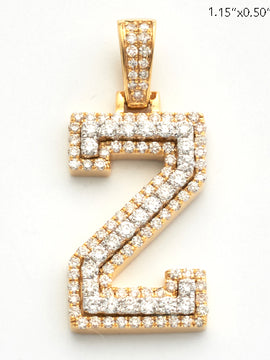 10KY 0.85CTW DIAMOND 3D TWO TONE LETTER PENDANT