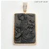 10KY 3.20CTW DIAMOND OBSIDIAN CARVED PENDANT