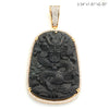 10KY 2.50CTW DIAMOND OBSIDIAN CARVED PENDANT