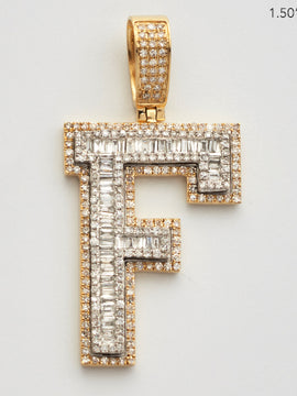 10KY 1.00CT BAGUETTE DIAMOND INITIAL PENDANT