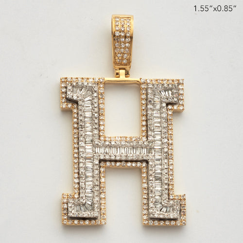 10KY 1.20CT BAGUETTE DIAMOND INITIAL PENDANT