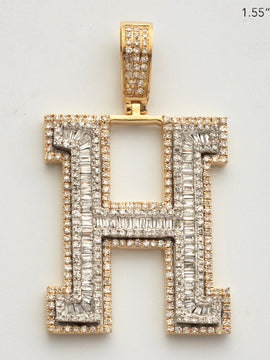 10KY 1.20CT BAGUETTE DIAMOND INITIAL PENDANT