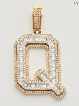 10KY 1.35CT BAGUETTE DIAMOND LETTER INITIAL CHARM