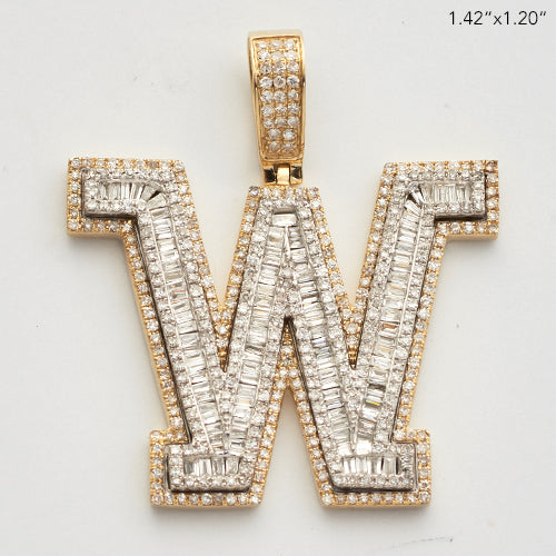 10KY 1.60CT BAGUETTE DIAMOND INITIAL PENDANT