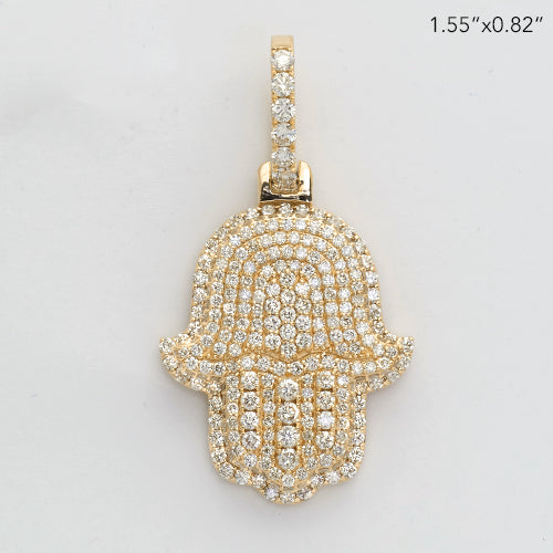 14KY 2.50CTW DIAMOND 3D HAMZA PENDANT