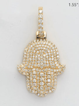 14KY 2.50CTW DIAMOND 3D HAMZA PENDANT