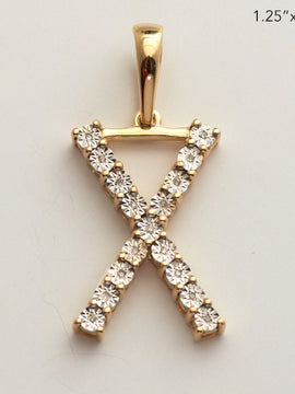 10KY 0.03CTW ILLUSION SET DIAMOND INITIAL PENDANT