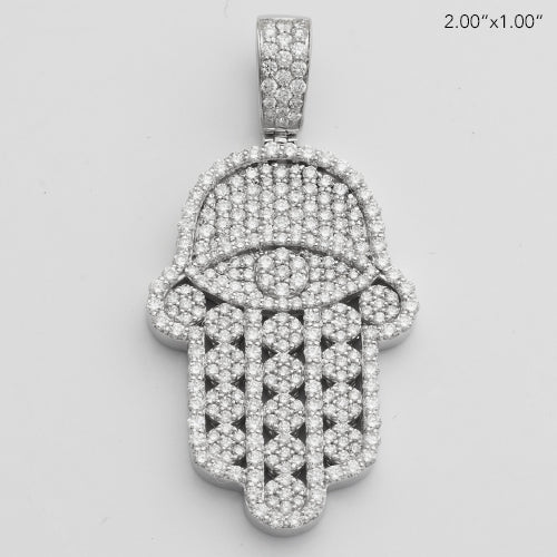 14KW 3.65CTW DIAMOND CLUSTER HAMZA PENDANT