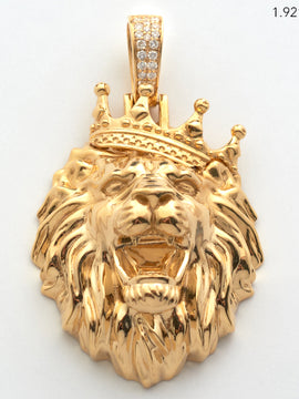 14KY 0.15CTW DIAMOND LION HEAD WITH CROWN