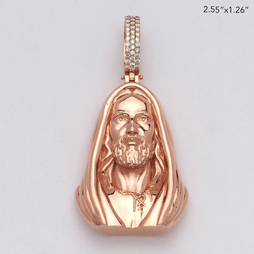 10KR 1.17CTW DIAMOND JESUS FACE W/SCARF PENDANT