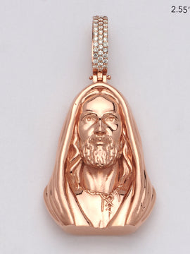 10KR 1.17CTW DIAMOND JESUS FACE W/SCARF PENDANT