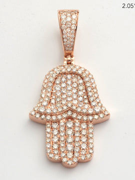 14KR 3.90CTW DIAMOND 3D HAMZA PENDANT