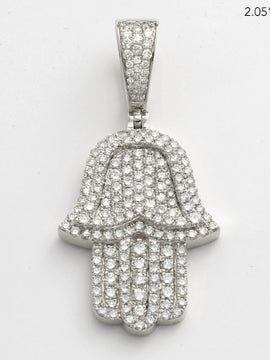 14KW 3.90CTW DIAMOND 3D HAMZA PENDANT