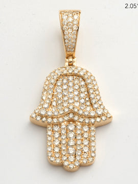 14KY 3.90CTW DIAMOND 3D HAMZA PENDANT