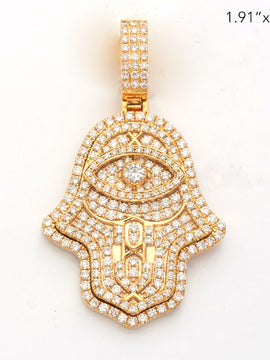 14KY+W 2.85CTW DIAMOND HAMZA PENDANT