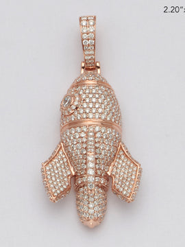 14KR 6.15CTW DIAMOND ROCKET SHIP PENDANT