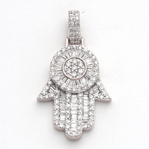 14KW 1.15CTW BAGUETTE DIAMOND ROUND CLUSTER HAMZA