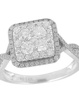 14KW 1.00CTW DIAMOND SQUARE CLUSTER RING