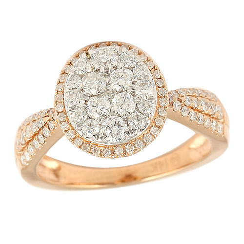 14KR 1.00CTW DIAMOND ROUND CLUSTER RING