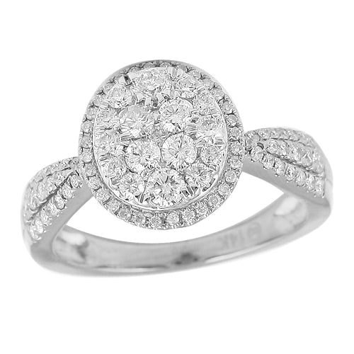 14KW 1.00CTW DIAMOND ROUND CLUSTER RING