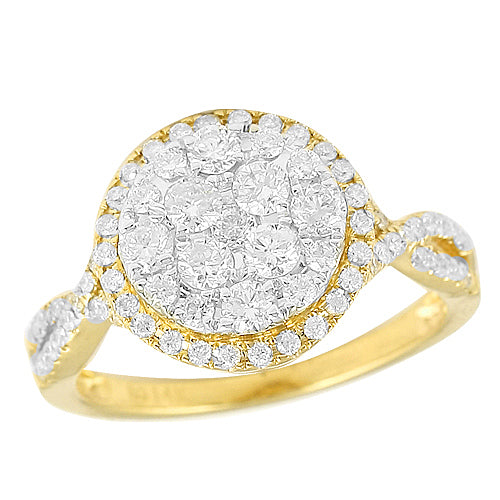 14KY 1.00CTW DIAMOND ROUND CLUSTER RING