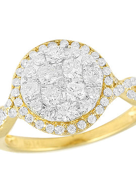 14KY 1.00CTW DIAMOND ROUND CLUSTER RING