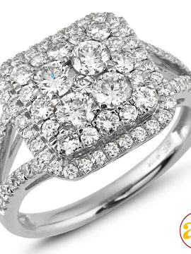 14KW 1.50CTW DIAMOND SQUARE CLUSTER RING