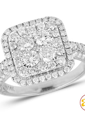 14KW 1.75CTW DIAMOND SQUARE CLUSTER RING