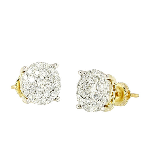 14KY 1.00CTW DIAMOND LUNA CLUSTER EARRINGS