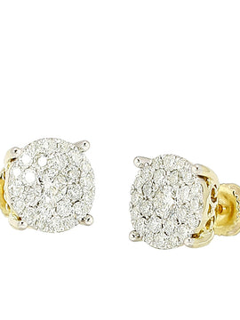 14KY 1.00CTW DIAMOND LUNA CLUSTER EARRINGS