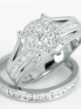 14KW 1.00CTW CLUSTER DIAMOND RING