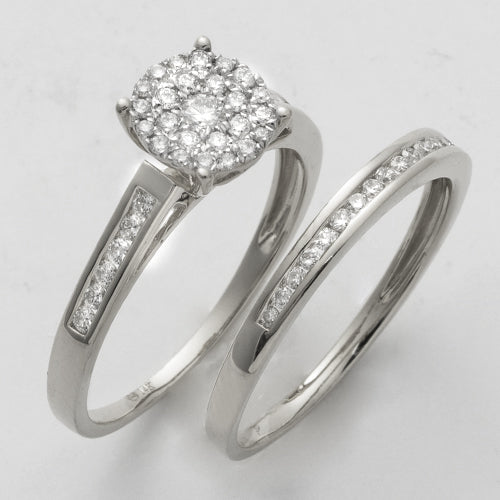 14KW 0.50CTW LUNA CLUSTER DIAMOND BRIDAL SET