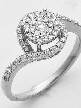 14KW 0.50CTW LUNA CLUSTER DIAMOND RING WITH HALO