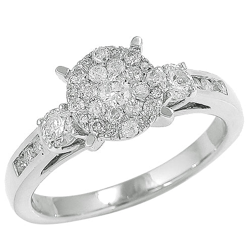 14KW 0.75CTW DIAMOND CLUSTER RING