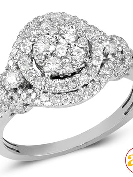 14KW 1.00CTW DIAMOND CLUSTER RING