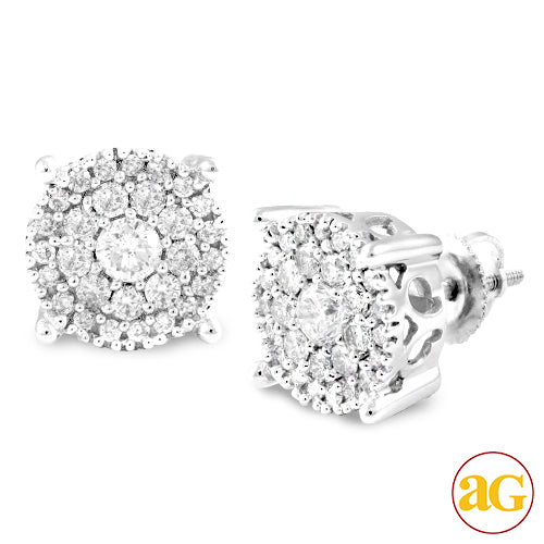 14KW 1.50CTW DIAMOND CLUSTER EARRINGS