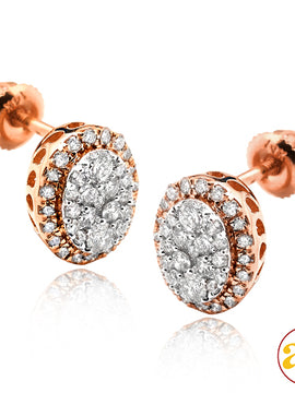 14KR 0.50CTW DIAMOND OVAL SHAPED CLUSTER EARRING